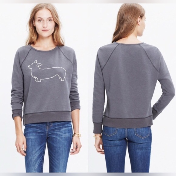 Madewell Corgi Sweatshirt j.crew dog jcrew Maeve tee Anthropologie pullover - Picture 1 of 5